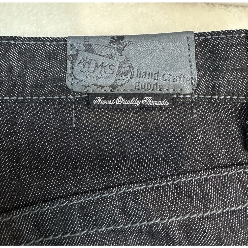Men's Akademiks Jeans Size 40 Dark Wash Charcoal Embroidered Pockets Baggy - Picture 8 of 14